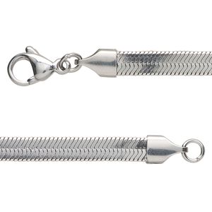 Chain 1pkg1 herringbone, 5mm / lobster claw clasp, stainless steel 16 inch