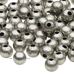 Bead 1pkg500 silver-plated, 8mm round, steel antique
