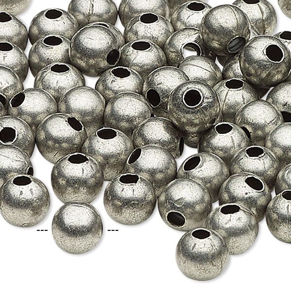 Bead 1pkg500 silver-plated, 8mm round, steel antique image number 0