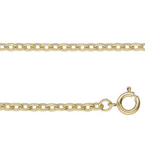 Chain 1pkg1 cable, 3mm textured / springring clasp, gold-finished steel 25 inch