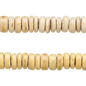 Bead, coconut shell (waxed), 8x2mm-9x7mm hand-cut rondelle. Sold per pkg of (2) 16-inch strands.