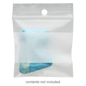 Bag, Tite-Lip&trade;, plastic, clear and white, 2-inch top zip with block and hole. Sold per pkg of 1,000.