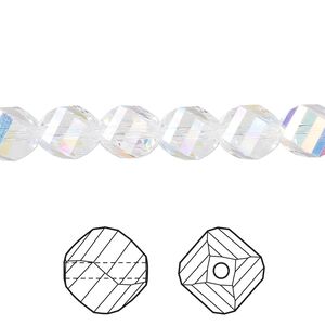 Bead 288pk crystal AB, Swarovski&reg; 8mm helix 5020