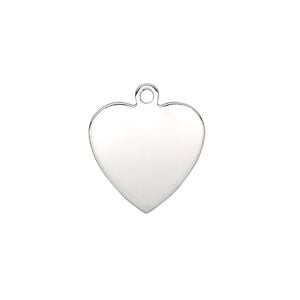 Charm, sterling silver, 17x16.5mm smooth flat heart, 23-25 gauge. Sold individually.