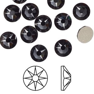 Flat back 12pk graphite foil back, Crystal Passions&reg; 7.07-7.27mm rose round SS34 2088