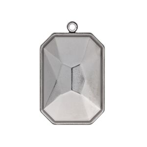Drop, Almost Instant Jewelry&reg;, gunmetal-plated brass, 29x21mm rectangle with 27x18.5mm emerald-cut setting. Sold per pkg of 2.