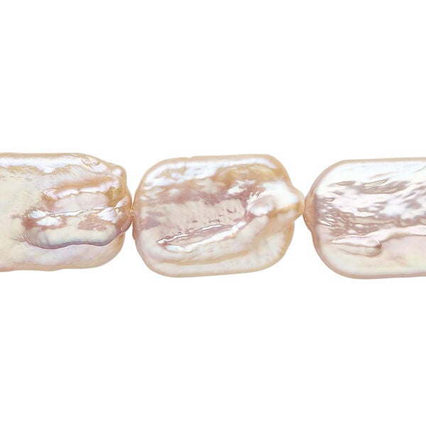 Freshwater pearl 1pkg1, flat rectangle, approximately 8 inch peach 17x12mm-18x14mm cultured image number 0