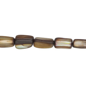 Mother-of-pearl shell 1pkg1, stick bead 15 inch dark gold 10x6mm-10x8mm