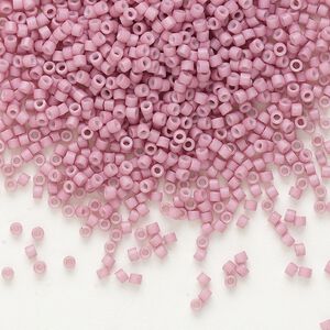 Seed bead, Delica&reg; 1pkg50g glass, #11 round, opaque matte antique rose white / outside dyed (DB-0800)