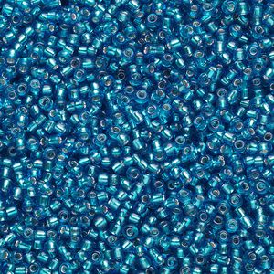 Seed bead, Ming Tree&trade;, glass, pkg/1 pound, #11 round, transparent silver-lined turquoise blue.