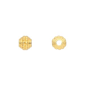 Bead 1pkg50 gold-finished "pewter", 7x6mm beaded oval
