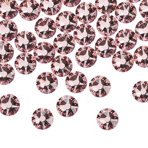 Flat back 144pk light rose foil back, Crystal Passions&reg; 6.32-6.5mm rose round SS30 2088