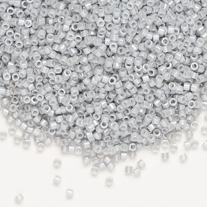 Seed bead, Delica&reg;, glass, pkg/7.5g, #11 round, opaque glazed luster light smoke (DB-1538-1).
