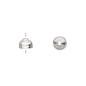 Cord end 1pkg100 silver-plated, 7x5mm / 6mm inside diameter, brass