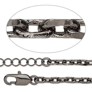 Chain 1pkg1 gunmetal-plated cable, 4mm / lobster claw clasp, brass 24 inch