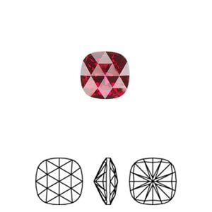 Fancy stone 2pk scarlet foil back, Crystal Passions&reg; 10mm rose cut cushion 4471