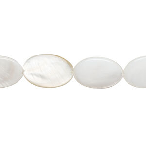 Mother-of-pearl shell 1pkg1, puffed oval bead 15 inch ivory 14x9mm-15x10mm
