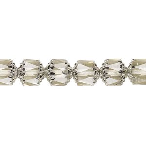 Bead, Czech glass, mint and metallic mint, 8mm round cathedral. Sold per 15-1/2" to 16" strand.
