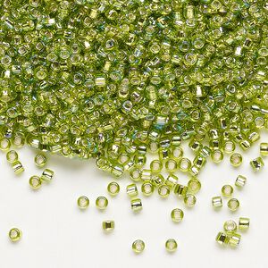 Seed bead, Dyna-Mites&trade;, glass, pkg/1/2kg, #11 round, translucent silver-lined rainbow light green, (78R:SR 11/0 SR).