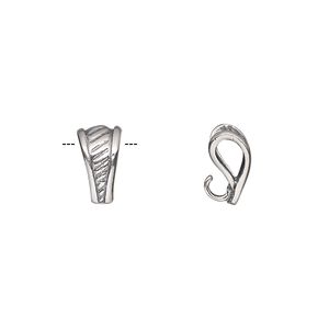 Bail, pendant, antiqued sterling silver, 12x6mm with diagonal pattern and hidden loop. Sold individually.