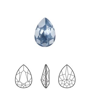 Fancy stone 1pk crystal denim ignite LacquerPRO, Crystal Passions&reg; 14x10mm pear 4320