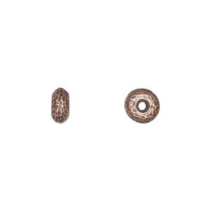 Bead, TierraCast&reg;, "Hammertone" collection, antique copper-plated pewter (tin-based alloy), 7x4mm hammered rondelle. Sold per pkg of 20.