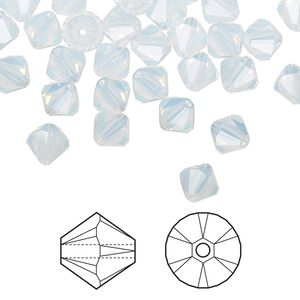 Bead 144pk white opal, Crystal Passions&reg; 6mm bicone 5328