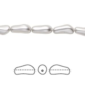 Pearl 10pk light grey, Crystal Passions&reg; 10x4mm baroque elongated 5844