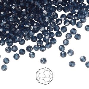 Bead 144pk Montana, Preciosa Czech crystal 3mm round