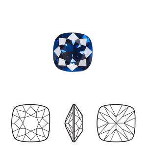 Fancy stone 1pk dark sapphire foil back, Crystal Passions&reg; Regenerated 12mm cushion 4470