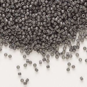 Seed bead, Delica&reg;, glass, pkg/7.5g, #11 round, opaque matte galvanized graphite (DB-1175).