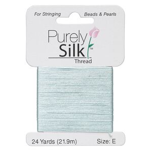 Thread, Purely Silk&trade;, pale green, size E. Sold per 24-yard card.