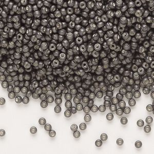 Seed bead, Miyuki, glass, pkg/25g, #11 rocaille, opaque matte galvanized graphite, (RR-2092).