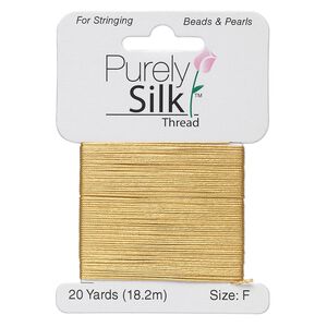Thread, Purely Silk&trade;, gold, size F. Sold per 20-yard card.