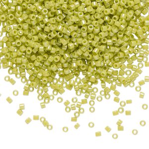 Seed bead, Delica&reg;, glass, pkg/7.5g, #11 round, opaque glazed luster chartreuse (DB-0262).