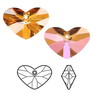 Drop 1pk crystal astral pink, Crystal Passions&reg; 27x19mm pendant crazy 4 u heart 6260
