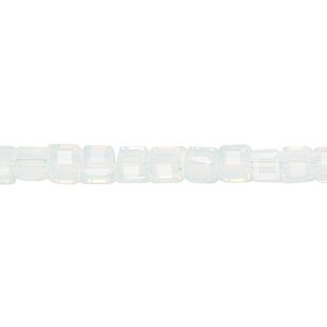 Bead 1pk 18 facets transparent clear frosted, Celestial Crystal&reg; 4mm cube 15.5-16 inch