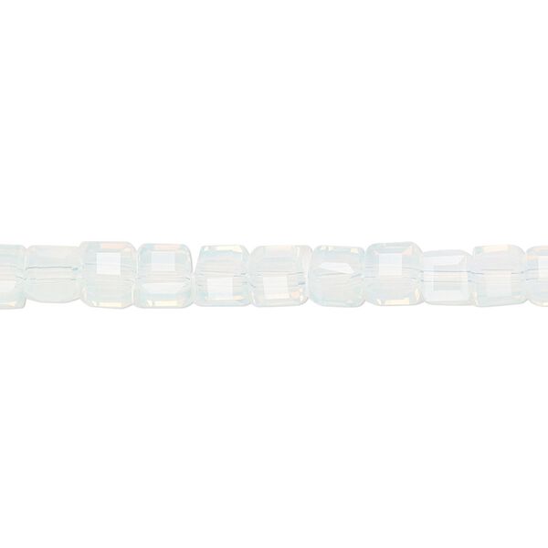 Bead 1pk 18 facets transparent clear frosted, Celestial Crystal&reg; 4mm cube 15.5-16 inch image number 0