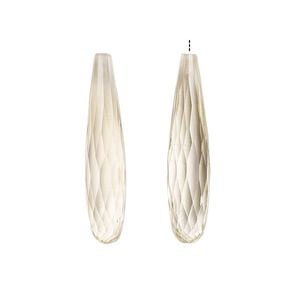 Citrine 1pkg2, hand-cut half-drilled faceted teardrop bead 27x5mm-28x6mm