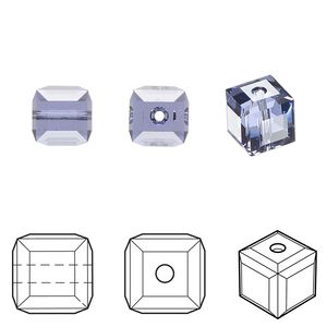Bead 96pk tanzanite, Swarovski&reg; 8mm cube 5601