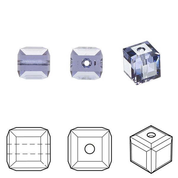 Bead 96pk tanzanite, Swarovski&reg; 8mm cube 5601 image number 0