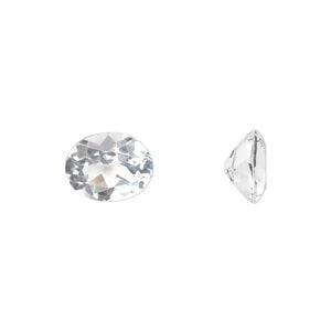 White topaz 1pkg1, hand-cut faceted oval gem natural 10x8mm