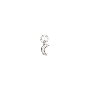 Charm 1pkg1, antiqued sterling silver, 5x4mm 2-sided crescent moon.