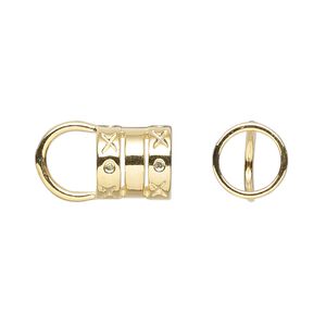 Cord end glue-in 1pkg10 gold-plated, 10mm tube / 7.5mm inside diameter, brass
