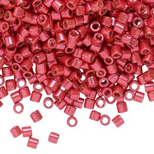 Seed bead, Delica&reg; 1pkg50g glass, #8 round, Duracoat&reg; opaque galvanized light cranberry / outside dyed (DBL-1841)