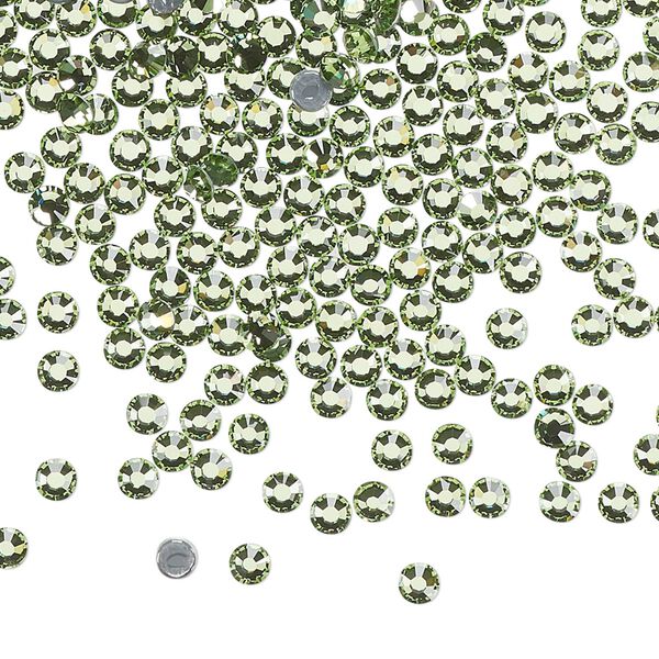 Flat back, Dance With Me&trade; crystal hotfix rhinestone, peridot, foil back, 2.7-2.9mm rose, SS10. Sold per pkg of 144 (1 gross). image number 0