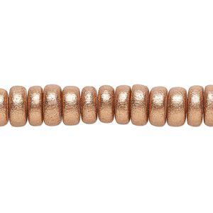 Bead 1pkg1, Taiwanese cheesewood (coated), painted metallic copper, 8x4mm rondelle, 15-1/2 to 16 inches.