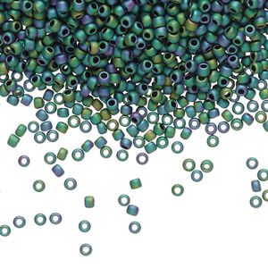 Seed bead, TOHO BEADS&reg;, glass, pkg/250g, #11 round, opaque matte iris teal (TR-11-706).