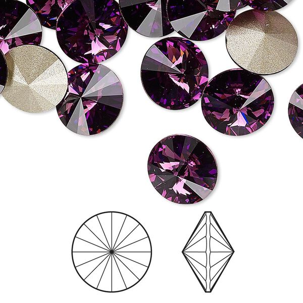 Chaton 48pk amethyst foil back, Crystal Passions&reg; 10.54-10.91mm rivoli SS47 1122 image number 0