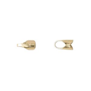 Cord end glue-in 1pkg10 14Kt gold-filled, 9x5mm round / 4mm inside diameter